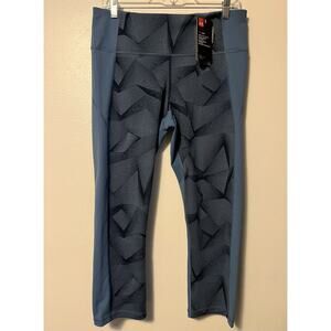 Under Armour Womens Large Legging HeatGear Compression Ankle Crop Pant Blue NWT